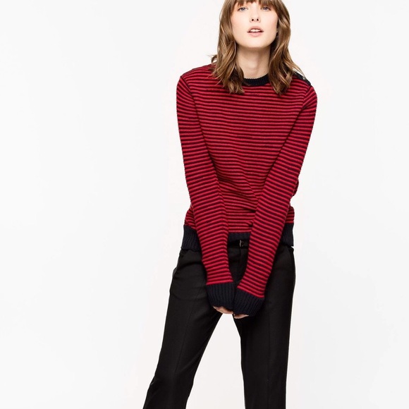 NWT Zadig Voltaire Jade Striped Wool Red Sweater